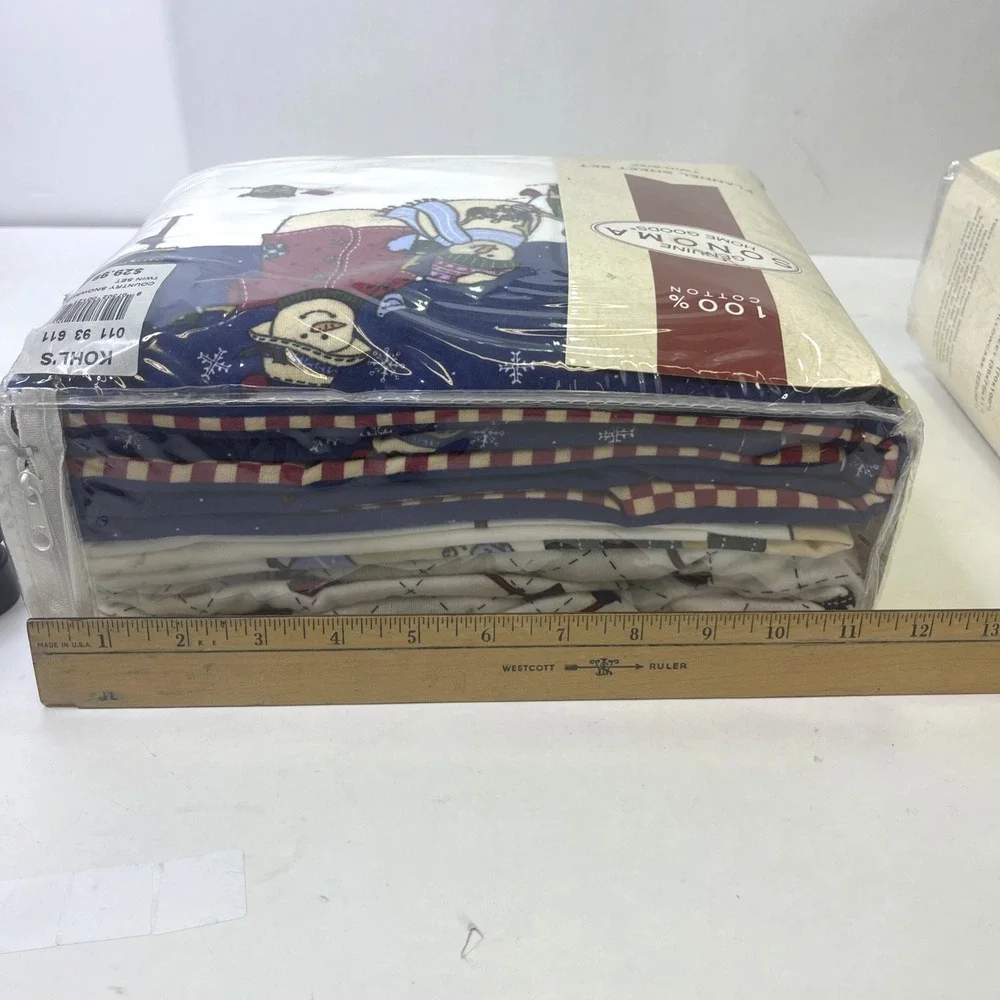 Sonoma Flannel Sheet Set Twin Snowman Winter 100% Cotton‎ Bedding New Sealed